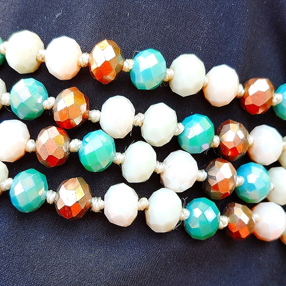 60" long acrylic bead necklace with AB flash - Picture 3 of 5